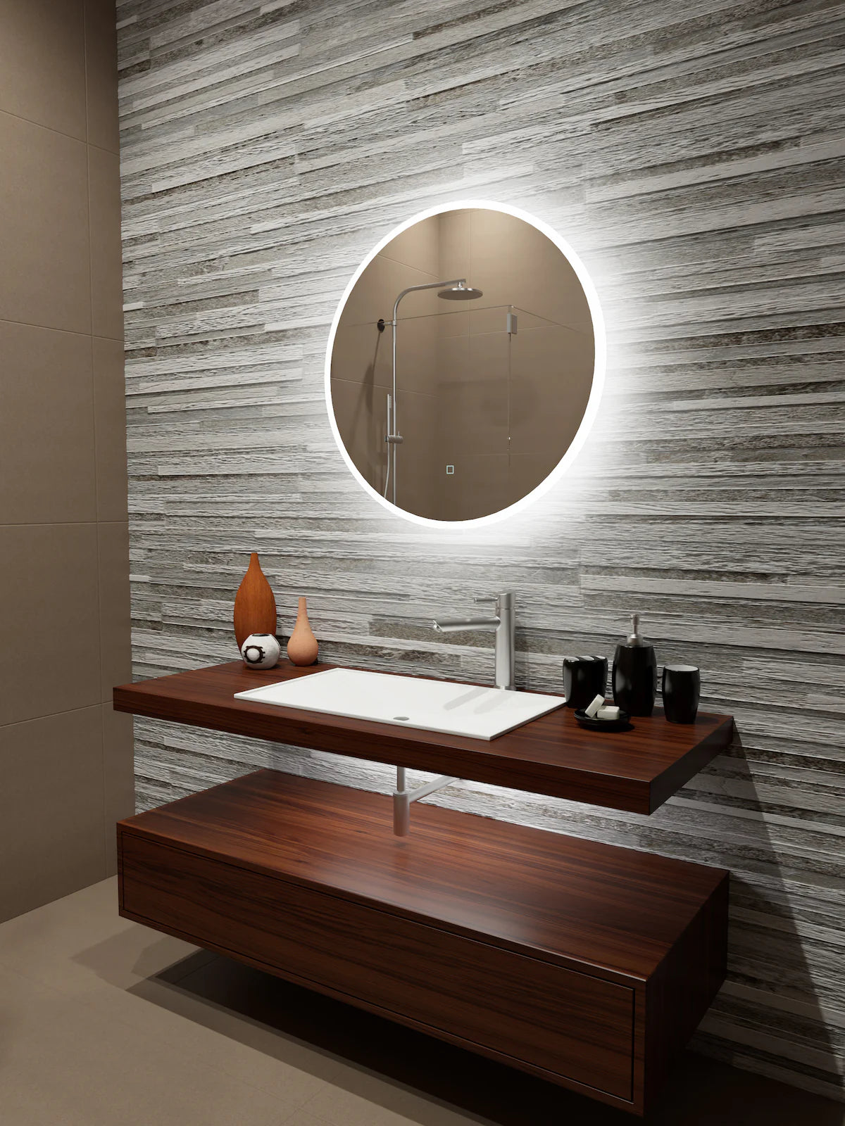 32 x 32 Round Edge Lit Mirror K790883