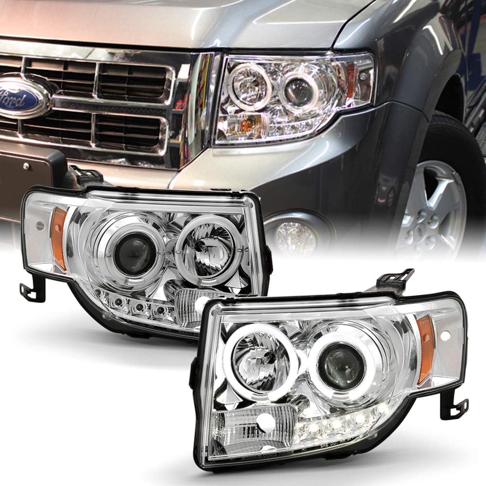 2008-2012 Ford Escape Black Housing Projector Headlights J82373