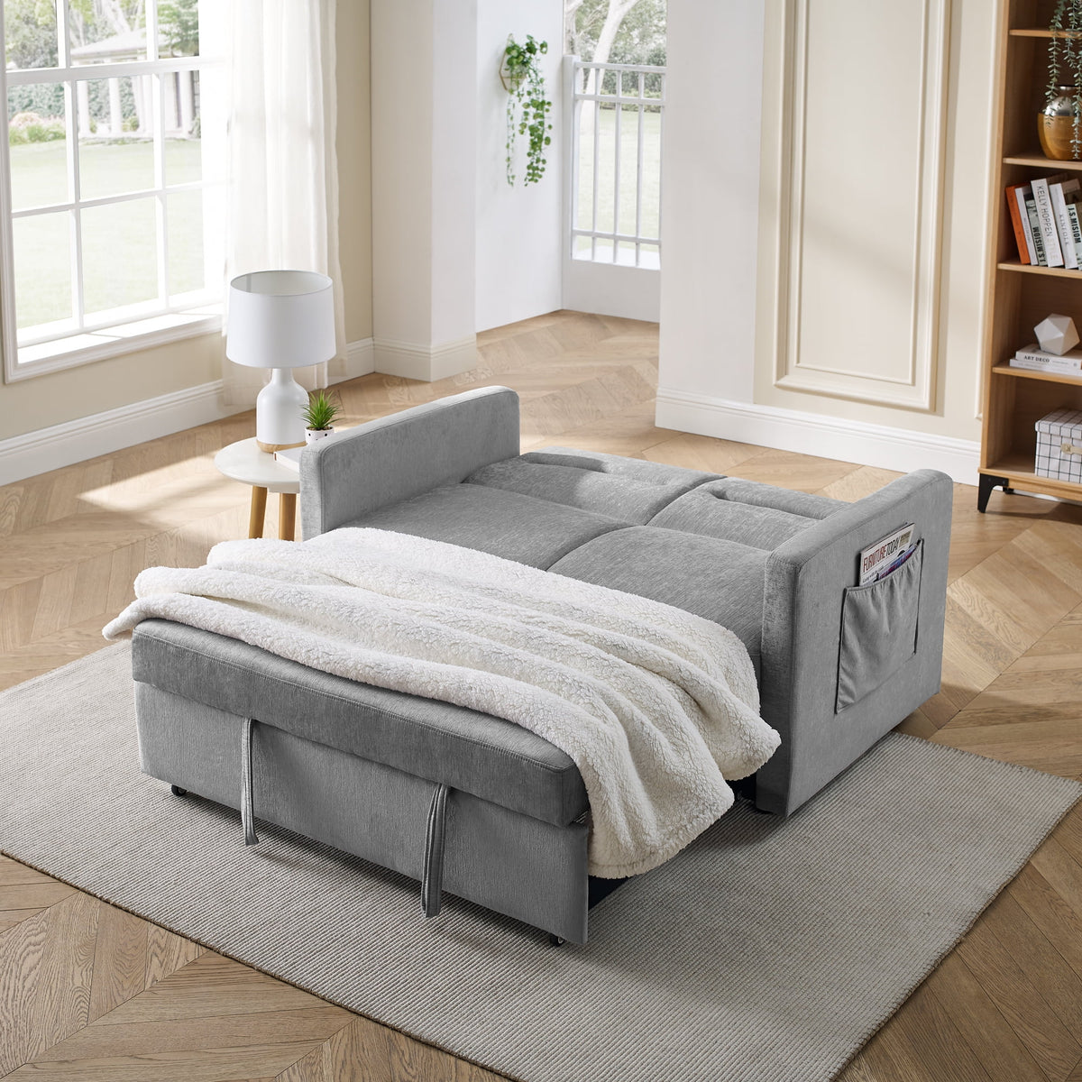 Grey Loveseats Sofa Bed with Pull-Out Bed B190