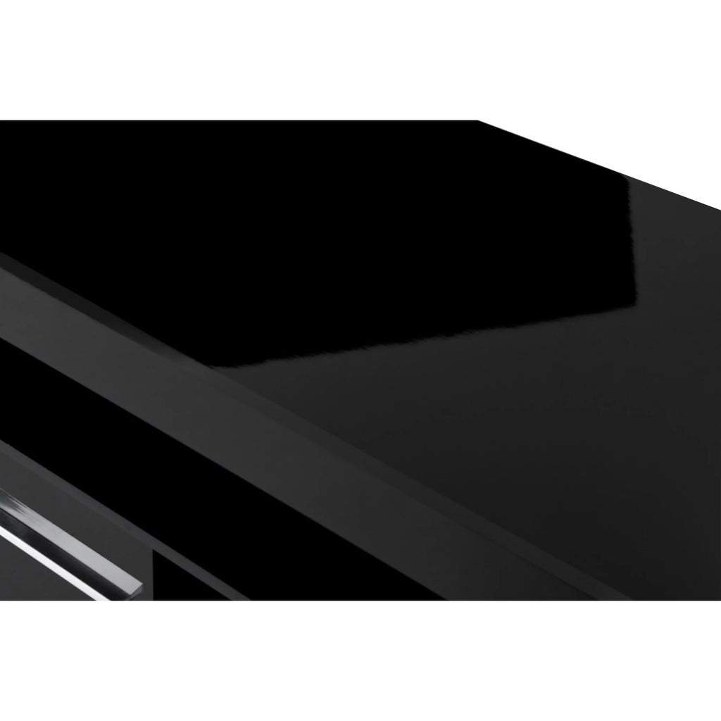 Black Wooden TV Stand with Sliding Door M72907