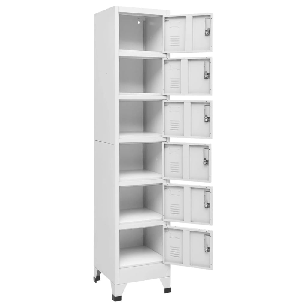 Light Gray Steel Locker Cabinet with 6 Lockable Doors N13977