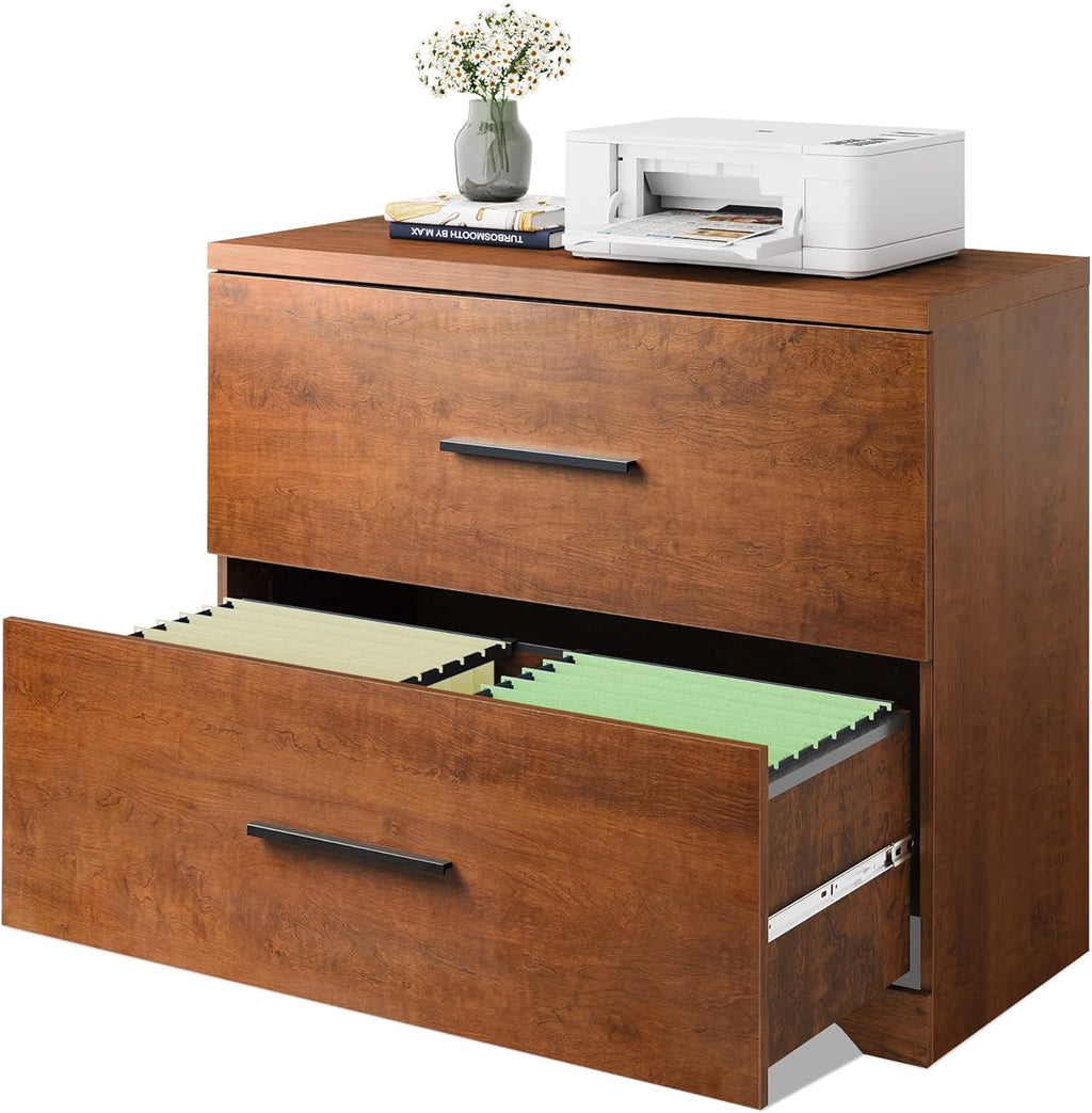 Gray Oak 2 Drawer Wood Lateral File Cabinet P827
