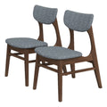 Mid-Century Wood/Fabric Dining Chair in Gray (Set of 2) D428