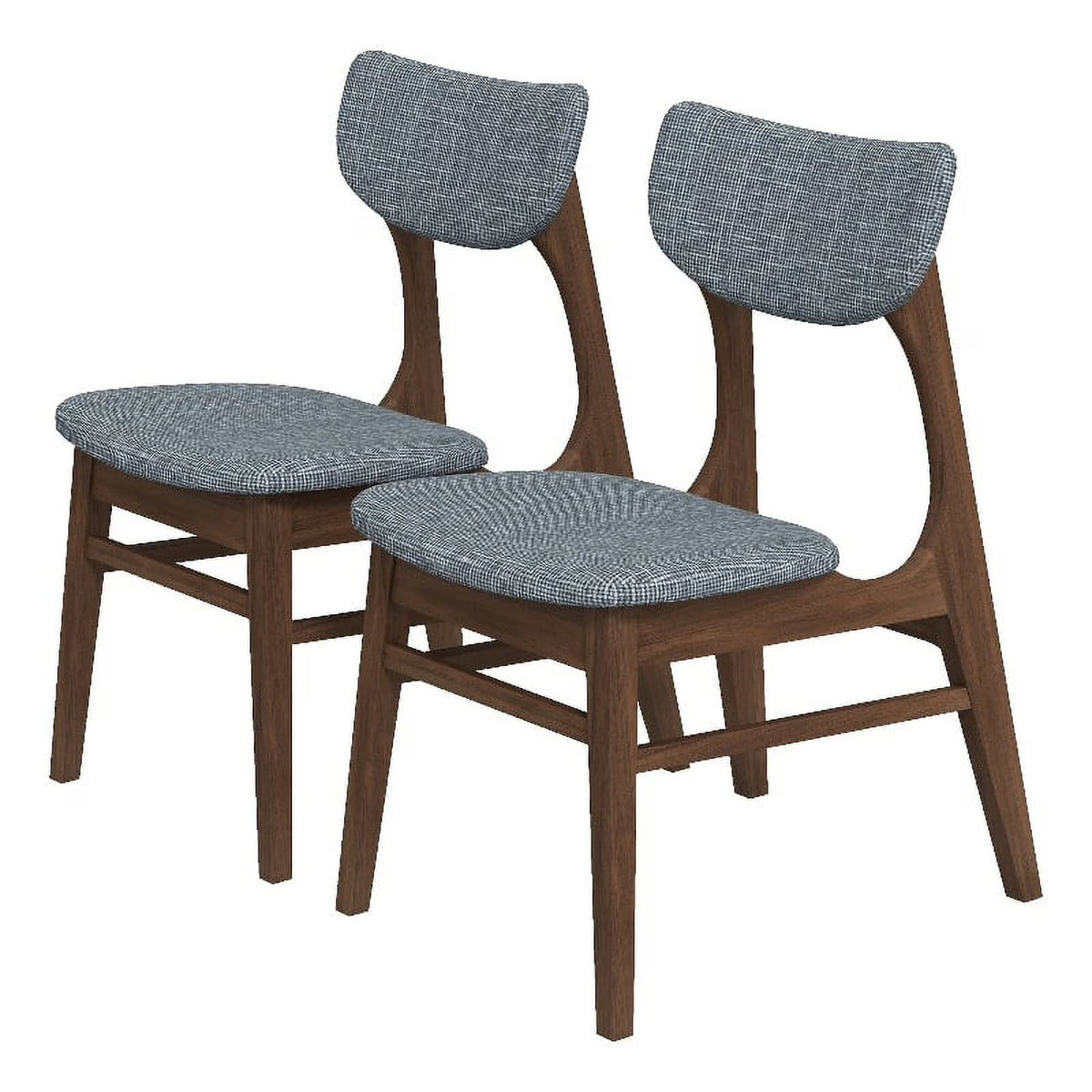 Mid-Century Wood/Fabric Dining Chair in Gray (Set of 2) D428