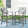 Metal Patio Counter Height Bar Stools with Beige Cushion, Set of 2 H8212