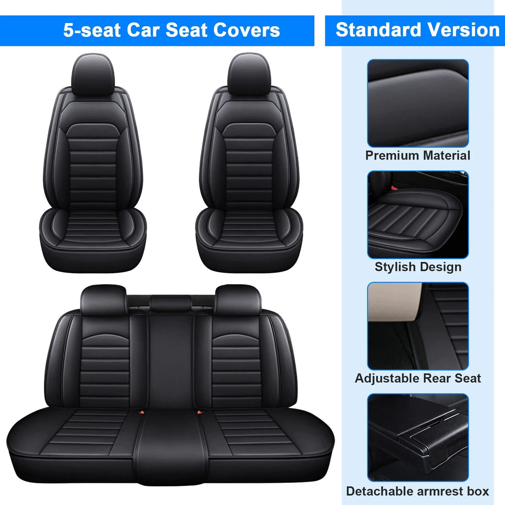 Black Waterproof Pu Leather Full Set Car Seat Covers N6914