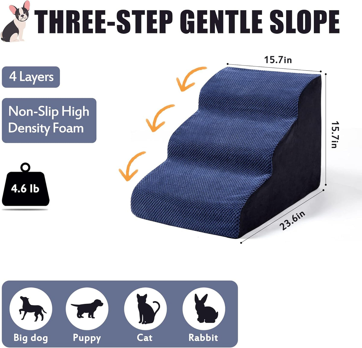 3 Tiers Non-Slip Foam Dog Stairs Q78589