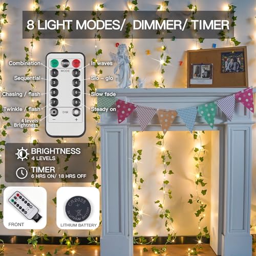 200 LED 6.5ft x 6.5ft Pothos Fairy Curtain Lights with Remote Warm White Y273