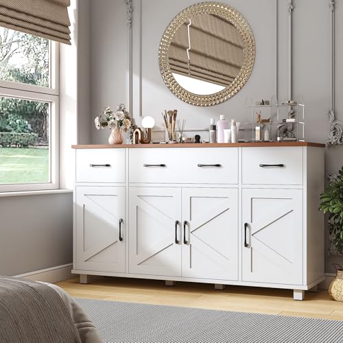Blue Wood Buffet Cabinet with Drawers Q491