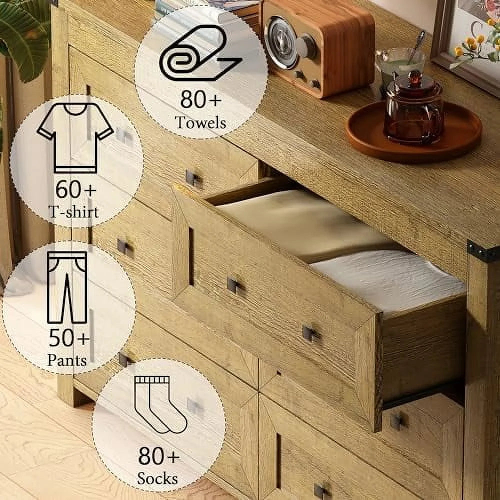 Farmhouse 6 Drawer Wood Dresser T543759