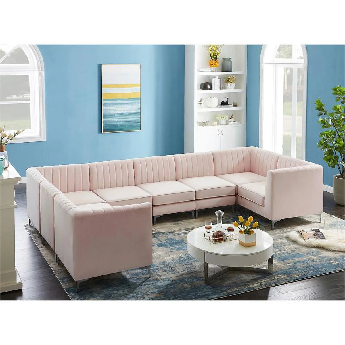 Pink Velvet Modular Sectional G261401