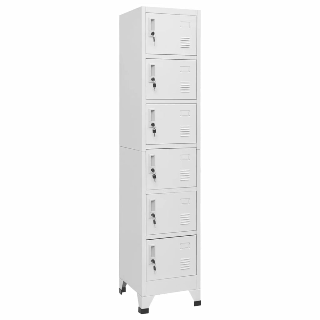Light Gray Steel Locker Cabinet with 6 Lockable Doors N13977