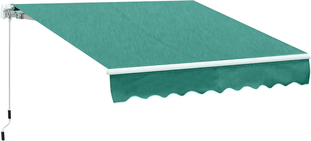 10' x 8' Manual Retractable Awning with UV Protection, Green X2074