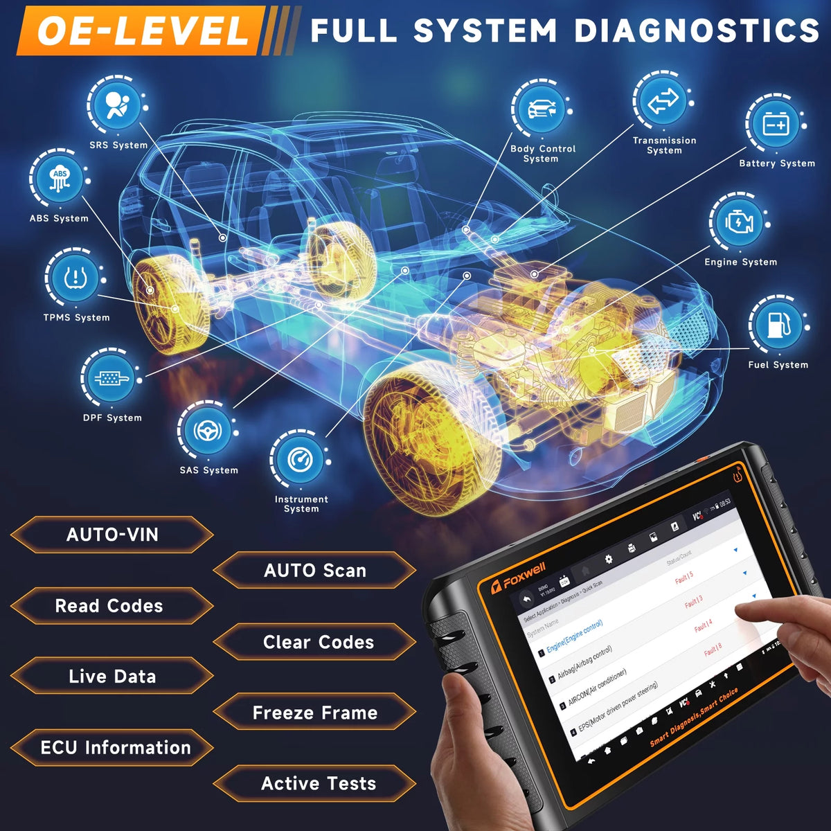 Automotive Bi-directional Diagnostic Scan Tool OBD2 Scanner Y386