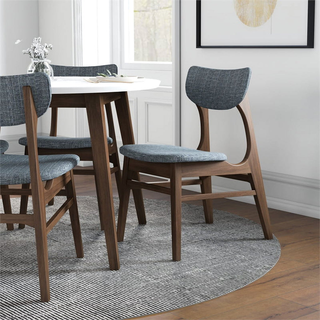 Mid-Century Wood/Fabric Dining Chair in Gray (Set of 2) D428