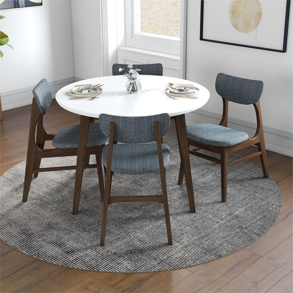 Mid-Century Wood/Fabric Dining Chair in Gray (Set of 2) D428