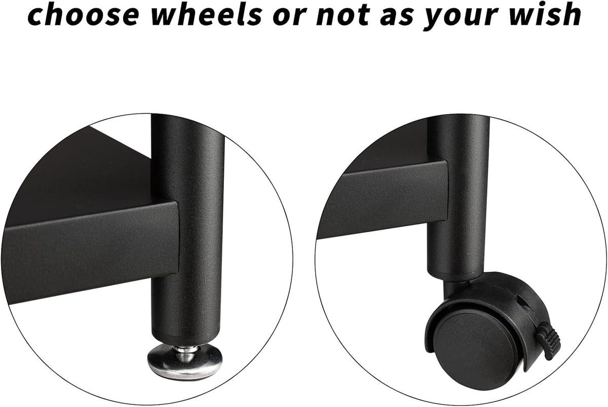 27.5 Inch 4 Tire Metal Wire Storage Shelf Black Utility Rack, Pack of 2 Q74614