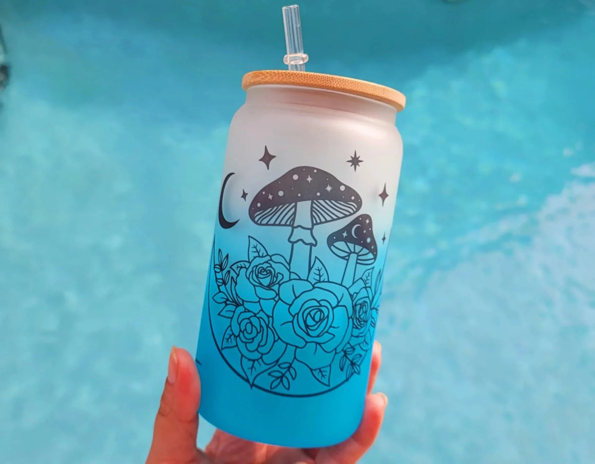 16 oz Mushroom Beer Can Glass C996