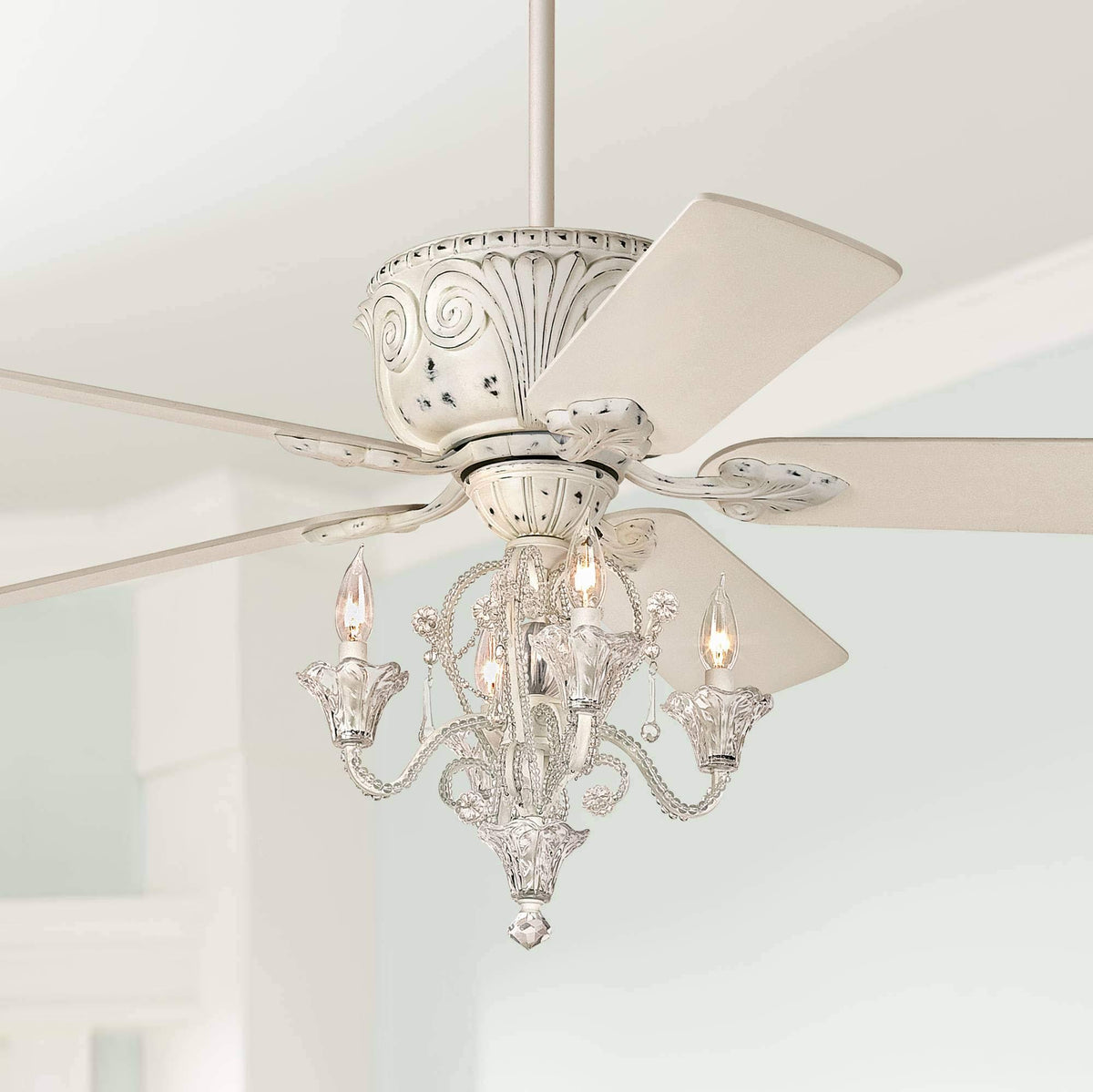 White Ceiling Fan with Pull Chain LED Kit L813073
