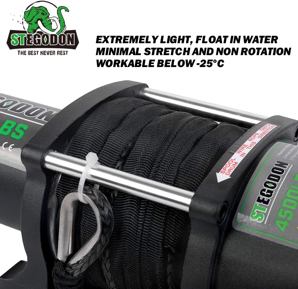 Black 4500 lb. 12V Synthetic Rope Electric Winch with Wireless Remotes and Wired Handle W5730