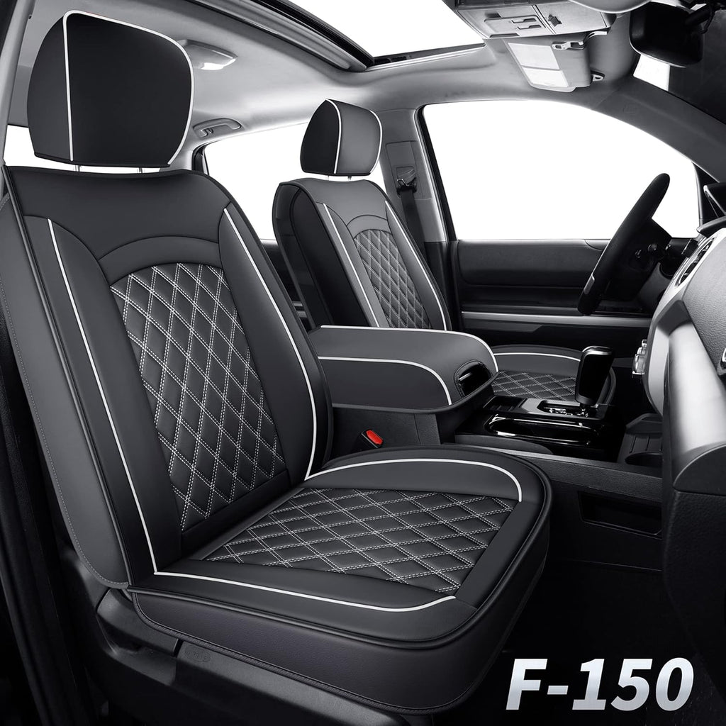 Black Faux Leather Seat Covers Front Set 2pcs W670062