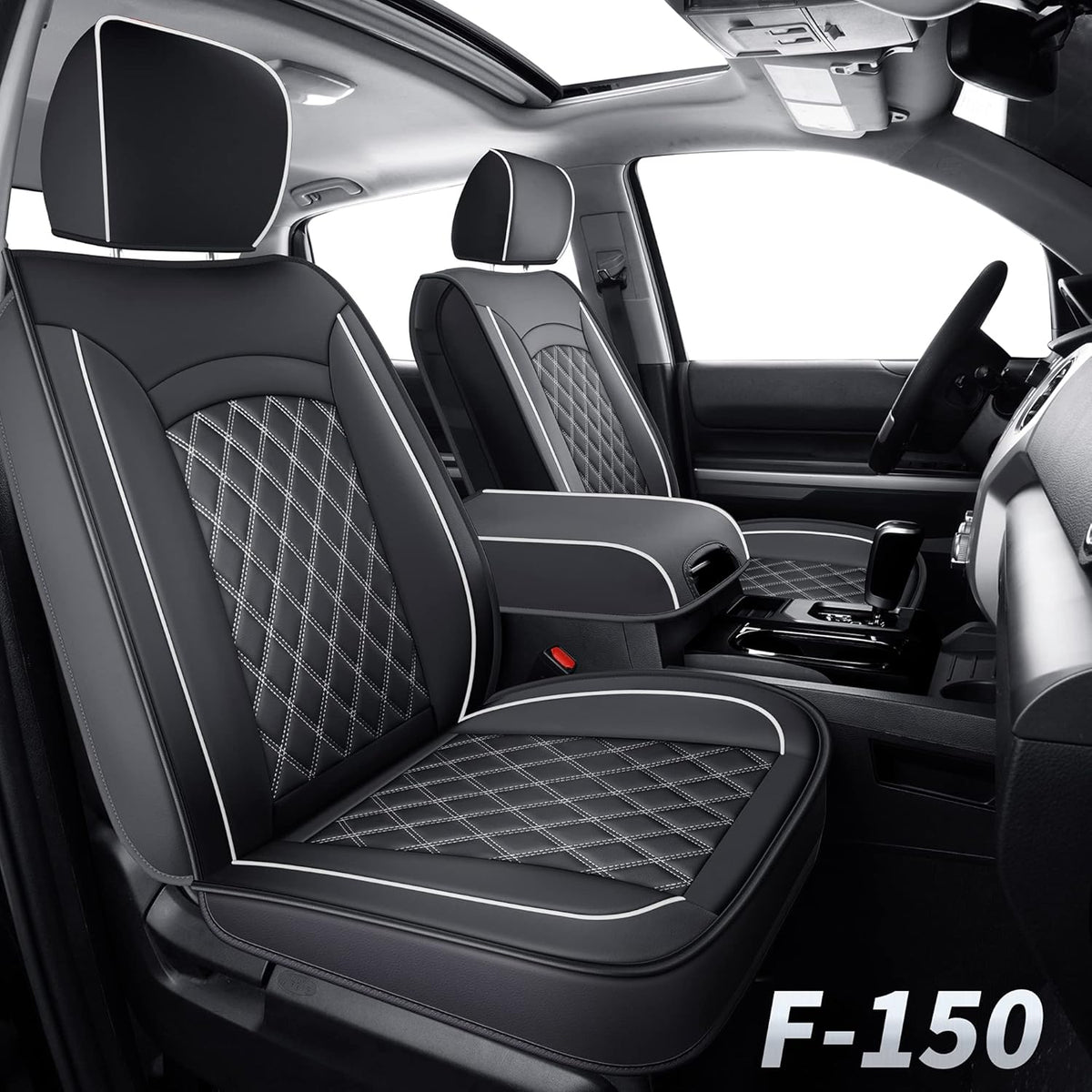 Black Faux Leather Seat Covers Front Set 2pcs W670062