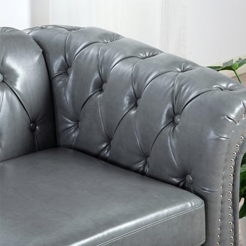 Orange 3 Seater PU Chesterfield Couch with Wooden Legs Z5407