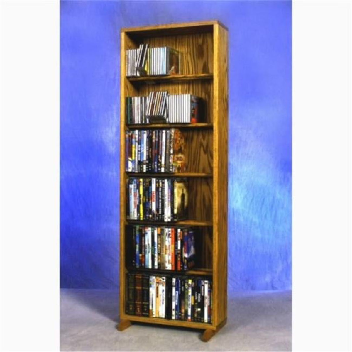 6 Row Solid Oak Dowel CD-DVD Cabinet Tower H99138