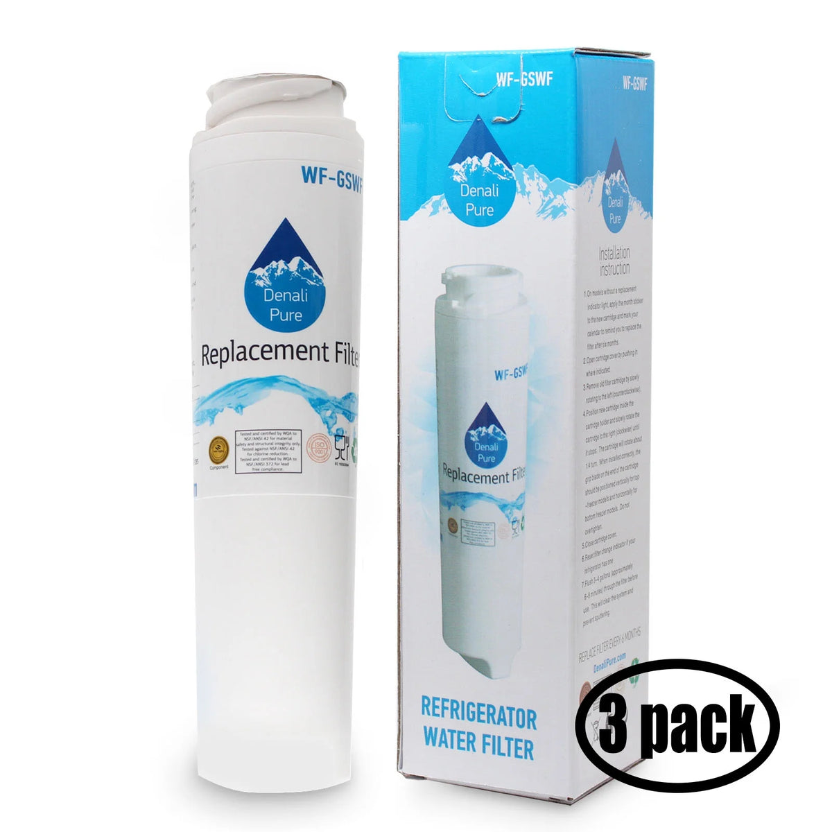 3-Pack Replacement Water Filter for Refrigerator M7801