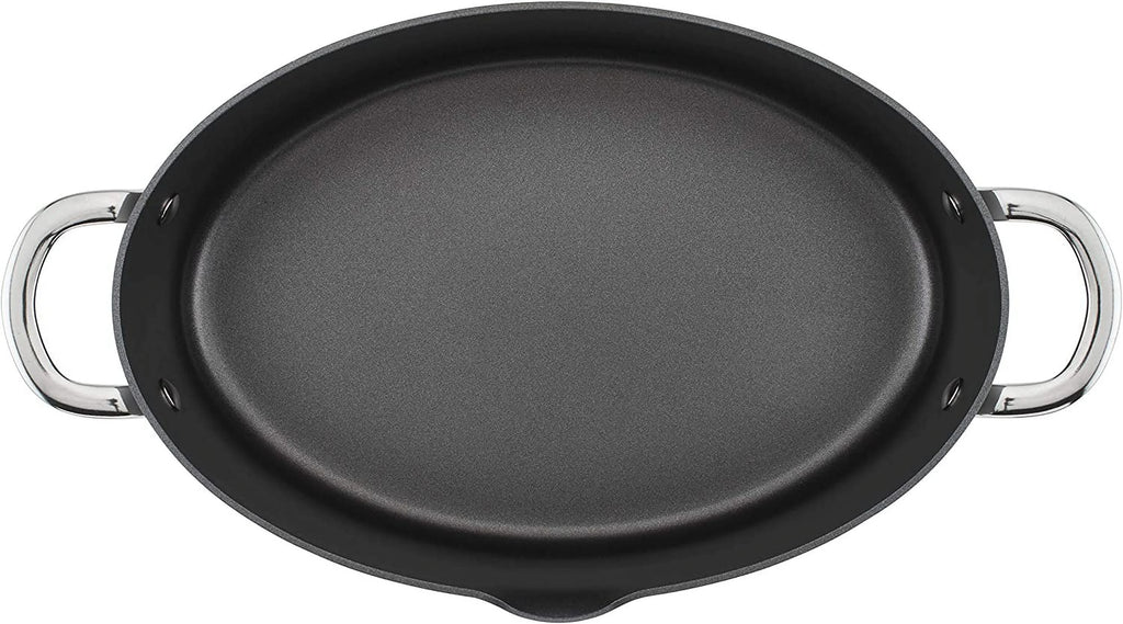Hard Anodized 8 Quart Non-stick Oval Pasta Pot and Braiser G390