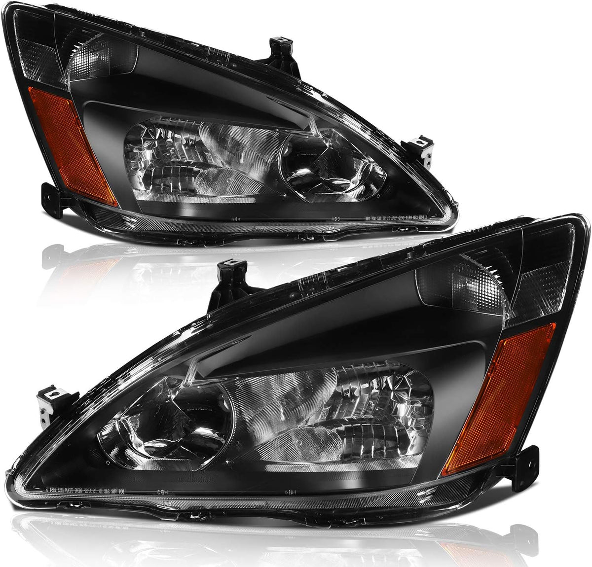 Black Housing Amber Reflector Clear Lens Headlight Assembly E931118