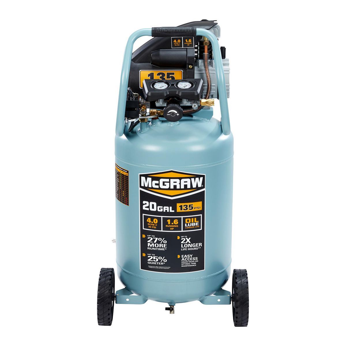 20 Gallon 135 PSI Oil-Lube Vertical Air Compressor J77176
