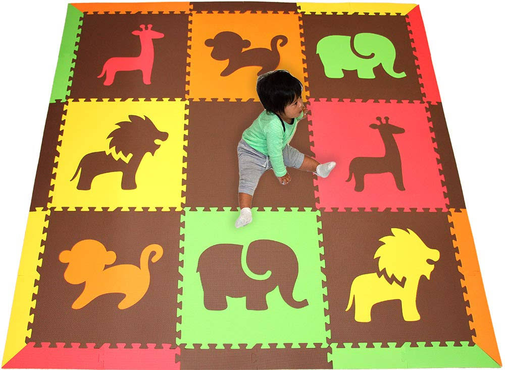 Red, Yellow, Orange, Lime & Brown Interlocking Foam Play Mat Z3599
