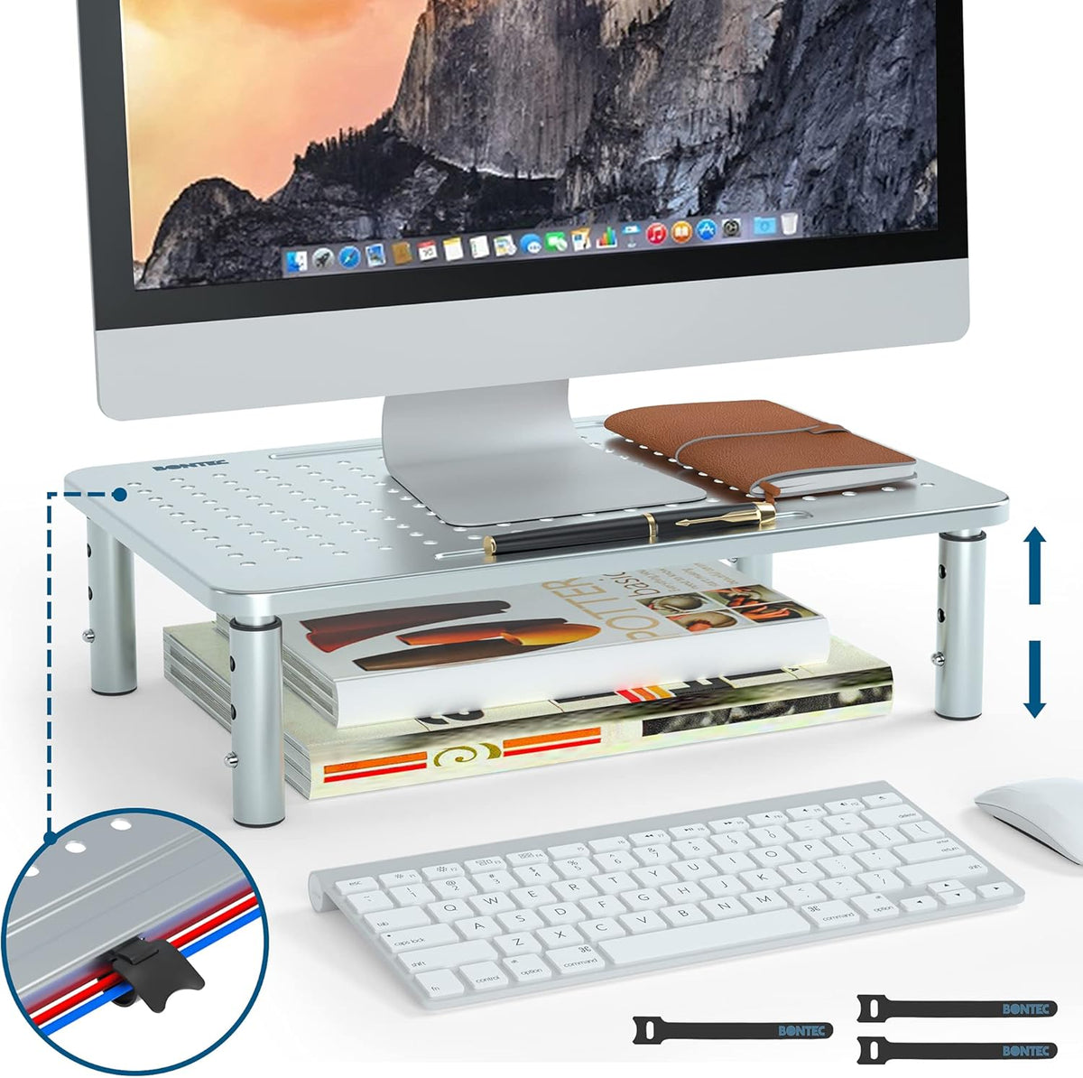 Black Metal Monitor Stand with Pen Holder L5581