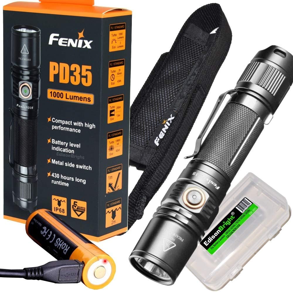 1000 Lumen Flashlight with USB Rechargeable Battery & Carry Case Z543