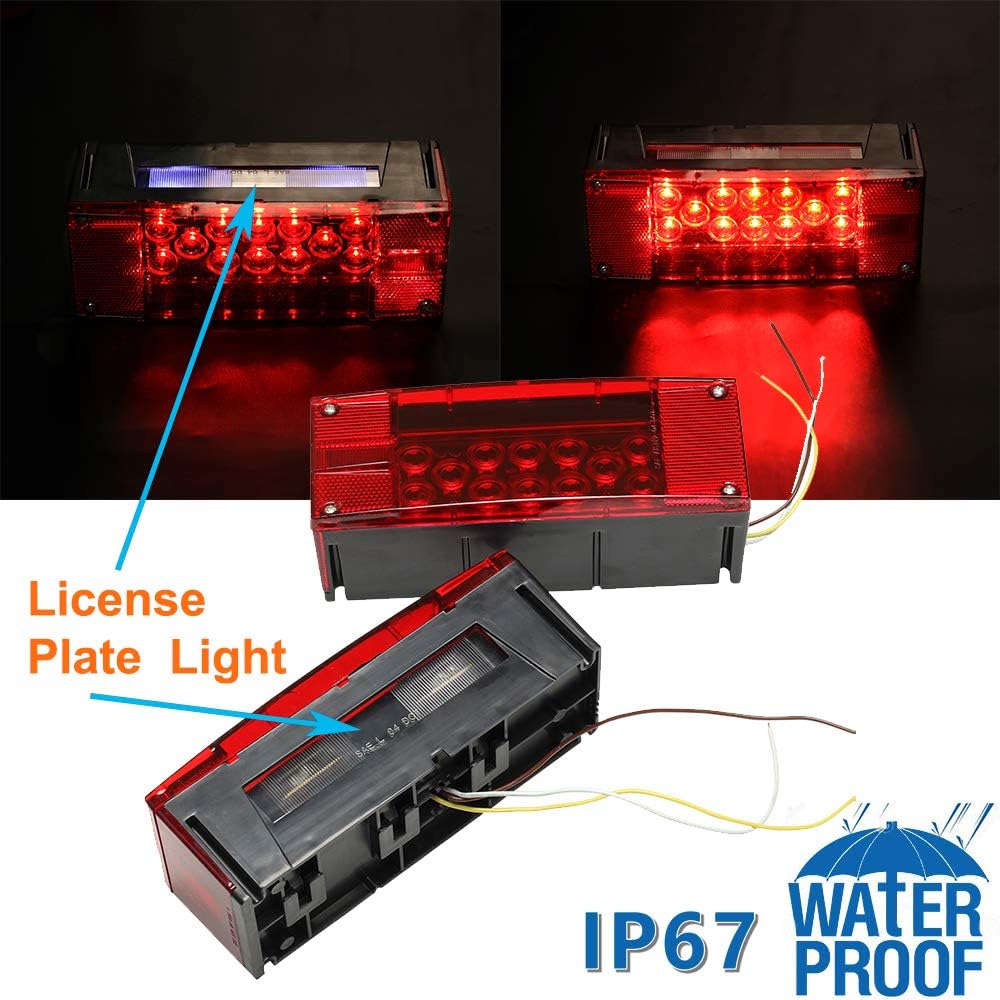 12V LED Submersible Rectangular Trailer Lights Kit E902