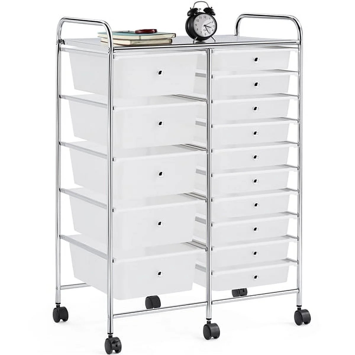 15 Drawer Rolling Storage Bin with Metal Frame Y7259