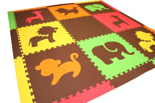 Red, Yellow, Orange, Lime & Brown Interlocking Foam Play Mat Z3599