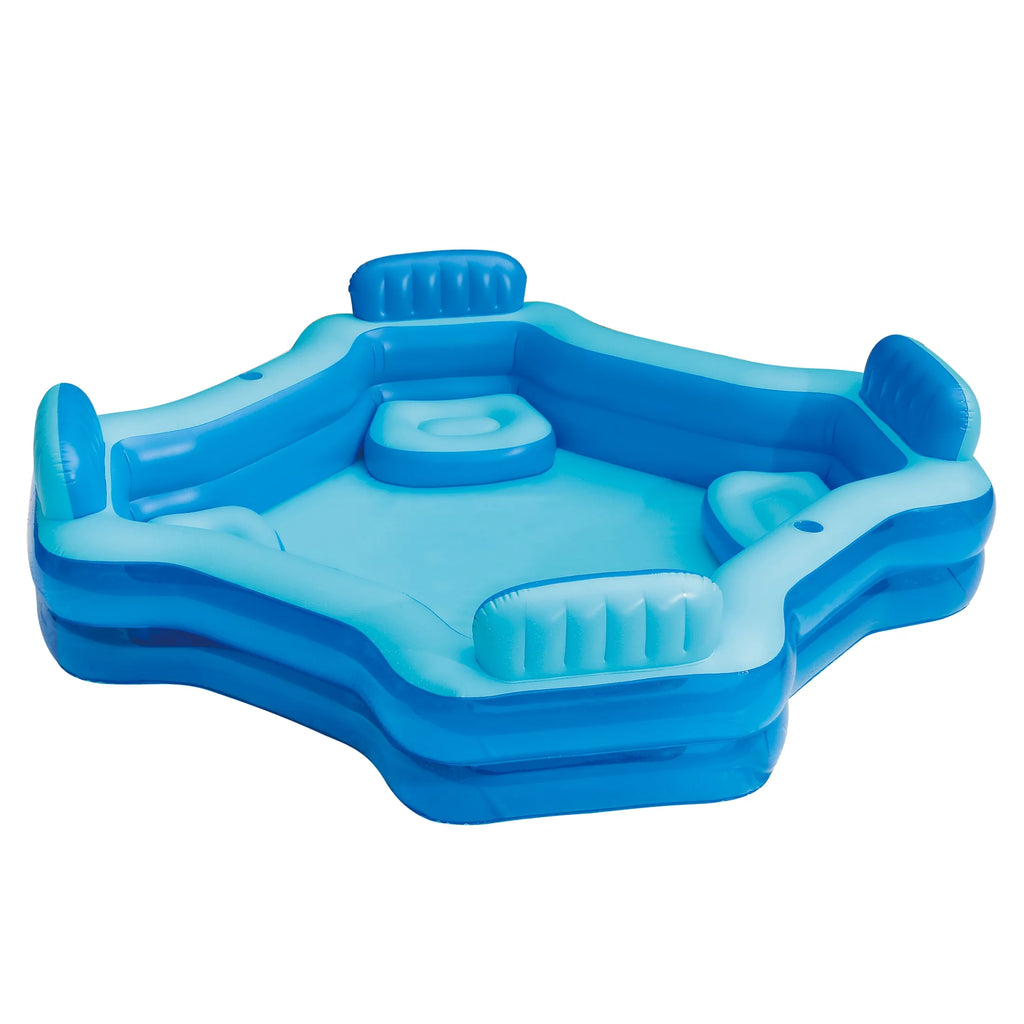 Blue Inflatable Family Swimming Pool 4 Seats Square N7705