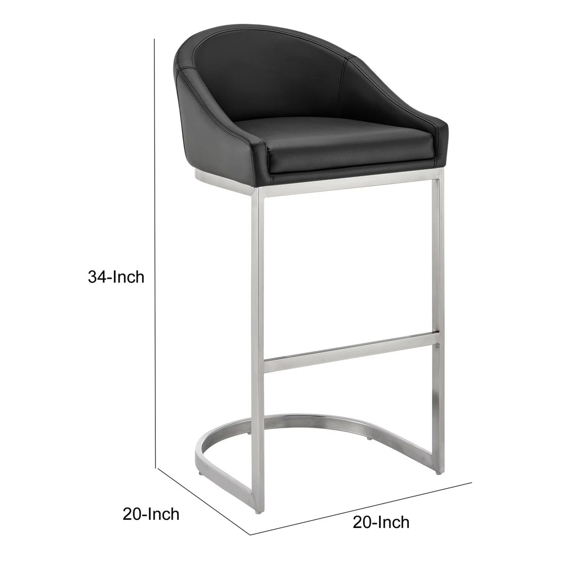 24 Inch Black Faux Leather Counter Stool Y26637