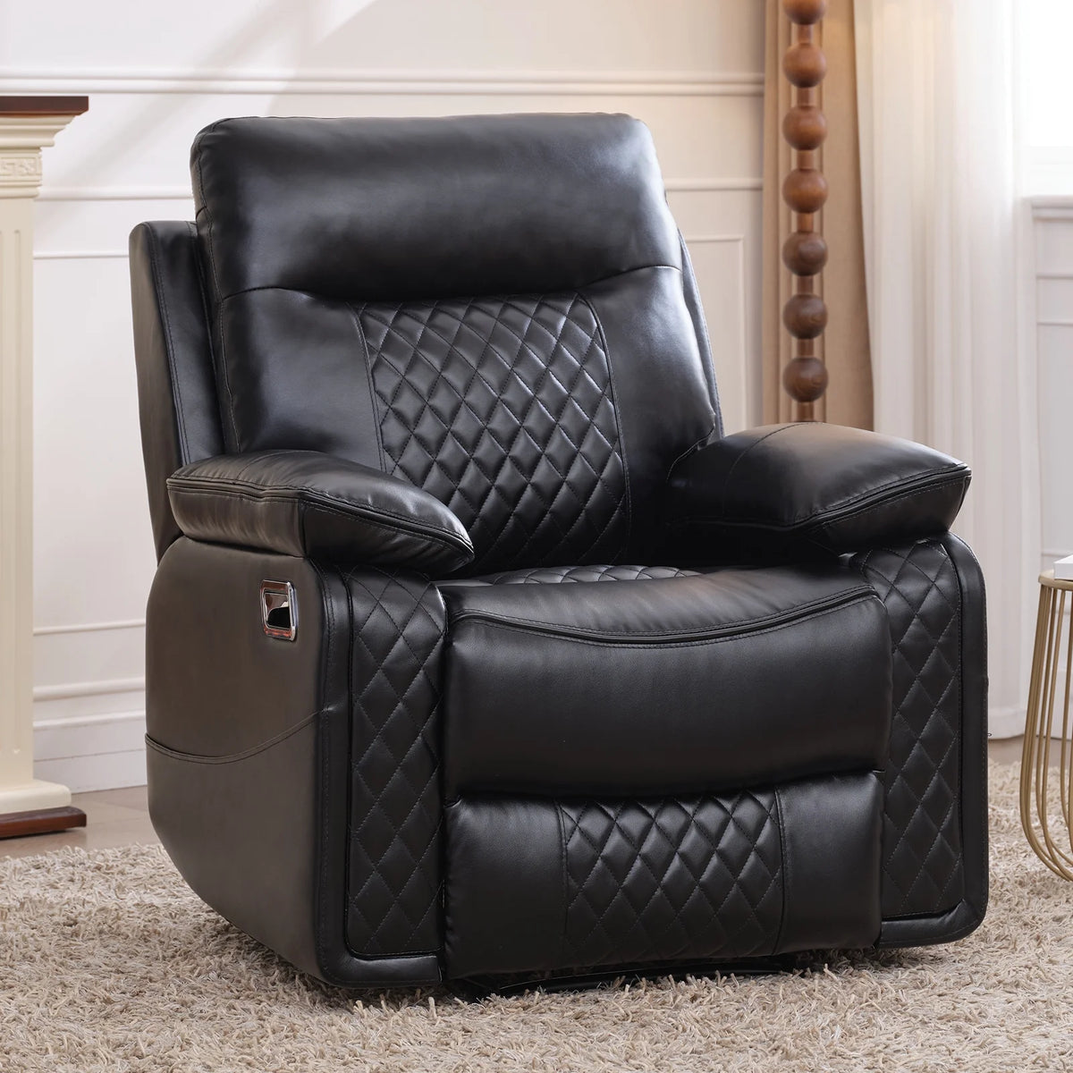 Black PU Leather Recliner Chair A8084