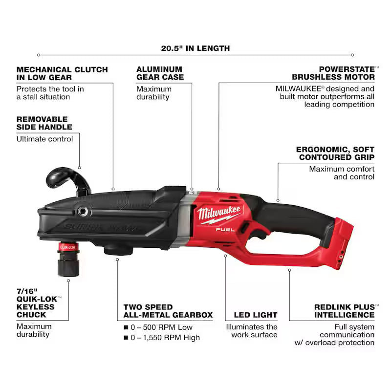 18V Lithium-Ion Brushless Cordless 7/16 in. Right Angle Drill D635