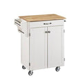White Kitchen Cart with Natural Wood Top N824147