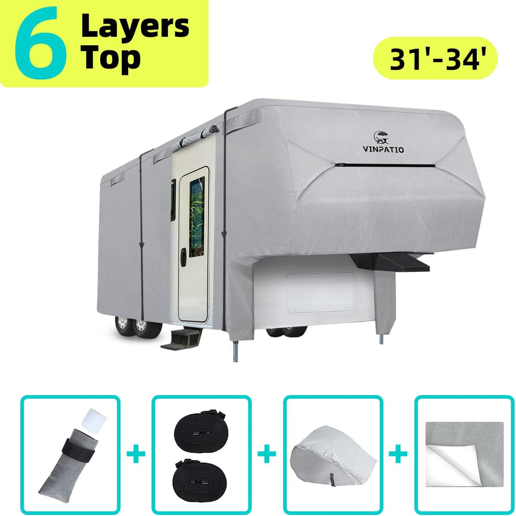 6 Layers 5th Wheel RV Cover Fits 31'-34' RV G51535