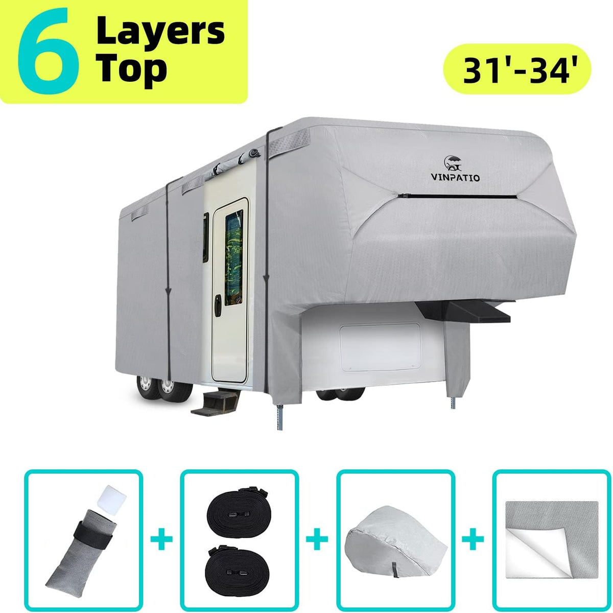 6 Layers 5th Wheel RV Cover Fits 31'-34' RV G51535