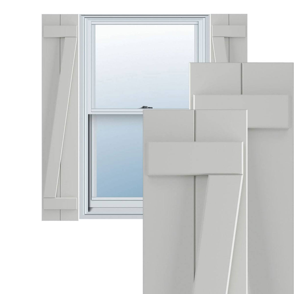 10-3/4x22 x 62x22 PVC Board and Batten Shutters, Hailstorm Gray (Per Pair) V37672