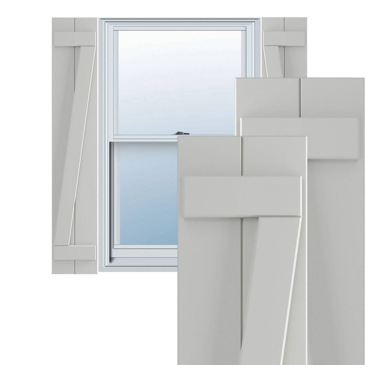 10-3/4x22 x 62x22 PVC Board and Batten Shutters, Hailstorm Gray (Per Pair) V37672
