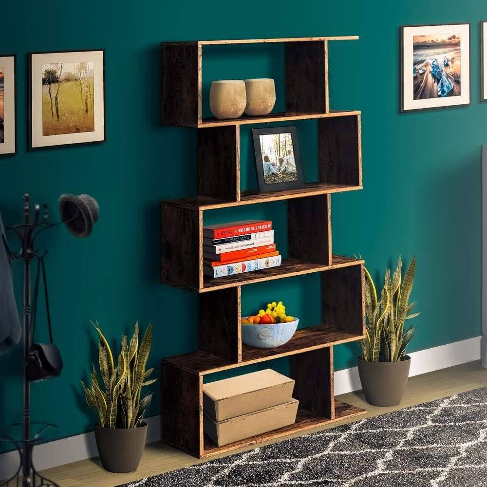 Rustic Brown 5 Tier Wooden Bookcase G52859