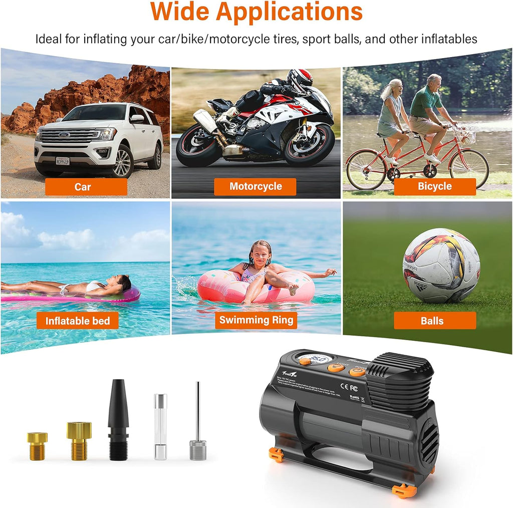 Portable 12V DC Air Compressor Tire Inflator 100PSI with Digital Pressure Gauge O1222