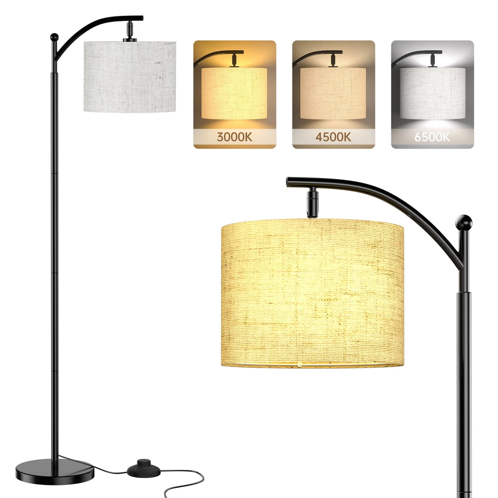 Tall Modern Floor Lamp with Linen Shade F76605